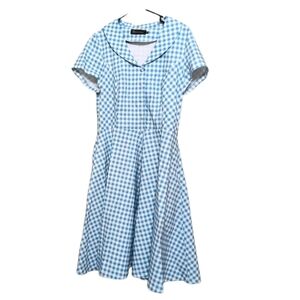 Gown Town Gowntown Blue White Gingham Rockabilly Retro Dress